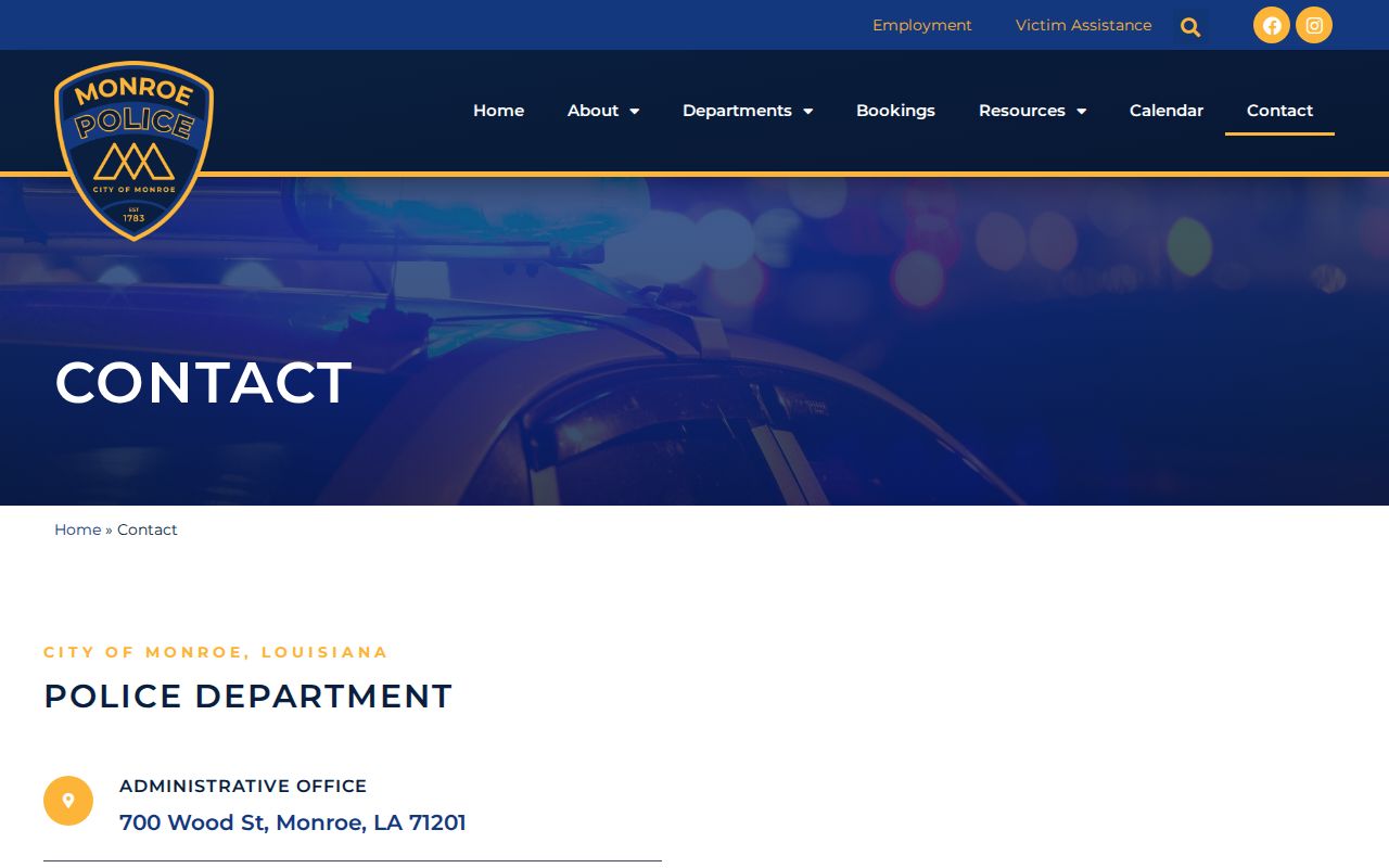 Monroe Police contact page with police and records access information