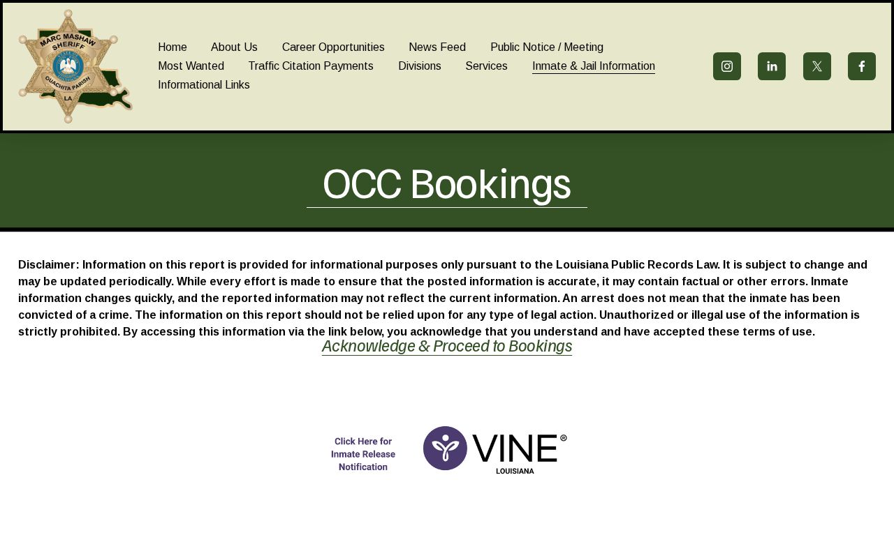 Official OPSO bookings page and record disclaimer
